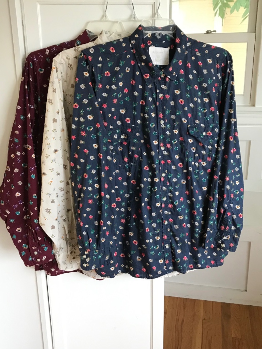 SONOMA Cotton Floral Long Sleeve Button Down Shirt Bundle of 3 Women’s Plus 3X